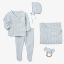 Load image into Gallery viewer, Elegant Baby Take Me Home Layette Set + Blanket, Blue