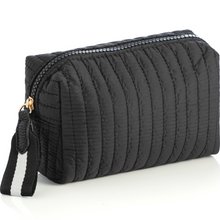 Load image into Gallery viewer, Quilted Nylon Cosmetic Pouch (Black)