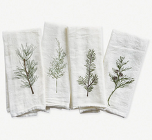 Load image into Gallery viewer, Handmade Winter Greens Cloth Napkins, Set of 4 Designs