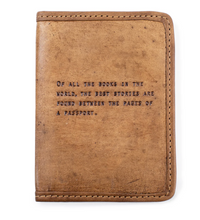 Load image into Gallery viewer, Leather Passport Holder with Quote (3 Styles)