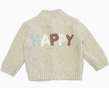 Load image into Gallery viewer, HAPPY Chunky Knit Baby Cardigan Sweater With Matching Oat/Heather Pants (LAST ONE, 18-24M)
