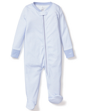 Load image into Gallery viewer, Blue Stripe Footed Romper