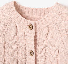 Load image into Gallery viewer, Elegant Baby Cable Knit Cardigan (White, Pink)