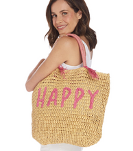 Load image into Gallery viewer, Embroidered Raffia Tote (Happy, C'est La Vie, Ciao)