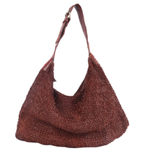 Load image into Gallery viewer, Stella Woven Leather Hobo Bag (Brown, Black)