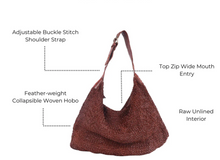 Load image into Gallery viewer, Stella Woven Leather Hobo Bag (Brown, Black)