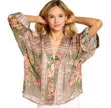 Load image into Gallery viewer, Rose Beige Short Kimono