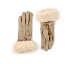 Load image into Gallery viewer, Cashmere Feel Gloves with Faux Fur Cuff Bow Detail