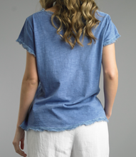 Load image into Gallery viewer, Linen Fringe Edge Tee (White, Denim, Beige)