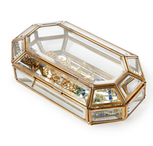 Load image into Gallery viewer, Glass Jewelry Box With Gold Antique Trim
