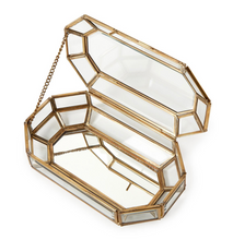 Load image into Gallery viewer, Glass Jewelry Box With Gold Antique Trim