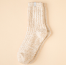 Load image into Gallery viewer, Marshmallow Plush Crew Socks (Sky Blue, Sand, Pink)