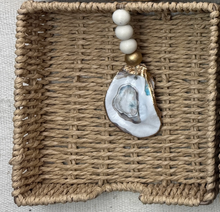 Load image into Gallery viewer, Rattan Napkin Holder with Decoupage Oyster Shell Weight (2 Styles)