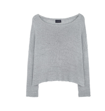 Load image into Gallery viewer, Wooden Ships Knits Key West Crew Cotton Sweater, Silvertone