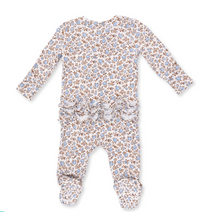 Load image into Gallery viewer, Angel Dear Hazel Floral 2-Way Ruffle Back Zipper Footie