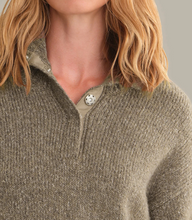 Load image into Gallery viewer, Boxy Snap Front Henley Sweater