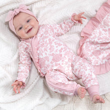 Load image into Gallery viewer, Pink Floral Zippered Cotton Romper