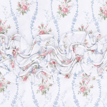 Load image into Gallery viewer, Heirloom Rose Stripe - 2 Way Ruffle Back Zipper Footie