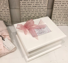 Load image into Gallery viewer, Baby Wooden Keepsake Box (Pink, Blue, or Grey Bow)
