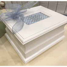 Load image into Gallery viewer, Baby Wooden Keepsake Box (Pink, Blue,Ivory or Grey Bow)