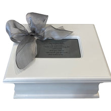 Load image into Gallery viewer, Baby Wooden Keepsake Box (Pink, Blue,Ivory or Grey Bow)