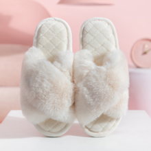 Load image into Gallery viewer, Fluffy Faux Fur Slippers, Ivory
