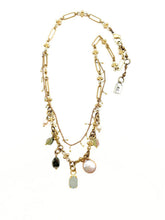 Load image into Gallery viewer, Double Strand Aquamarine &amp; Pearl Charm Necklace
