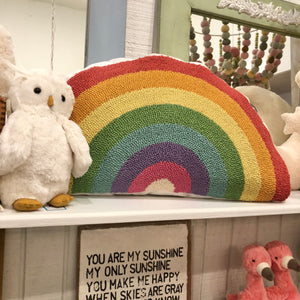 Rainbow Wool Hook Pillow