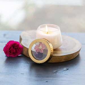 Watercolor Pressed Floral Candles, Small (3 Styles)