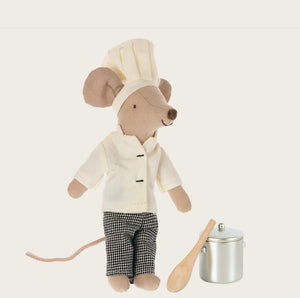 Maileg Chef Mouse with Soup Pot and Spoon
