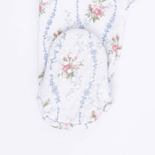 Load image into Gallery viewer, Heirloom Rose Stripe - 2 Way Ruffle Back Zipper Footie
