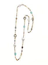 Load image into Gallery viewer, Tourmaline &amp; Pearl Multi Gemstone Long Necklace
