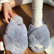 Load image into Gallery viewer, Fluffy Faux Fur Slippers, Dove Grey
