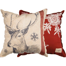 Load image into Gallery viewer, Snowflake Reindeer Reversible Pillow
