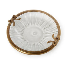 Load image into Gallery viewer, Antique Gold Round Trinket Tray with Bow
