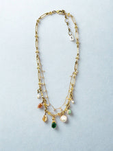 Load image into Gallery viewer, Double Strand Aquamarine &amp; Pearl Charm Necklace
