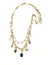 Load image into Gallery viewer, Double Strand Aquamarine &amp; Pearl Charm Necklace
