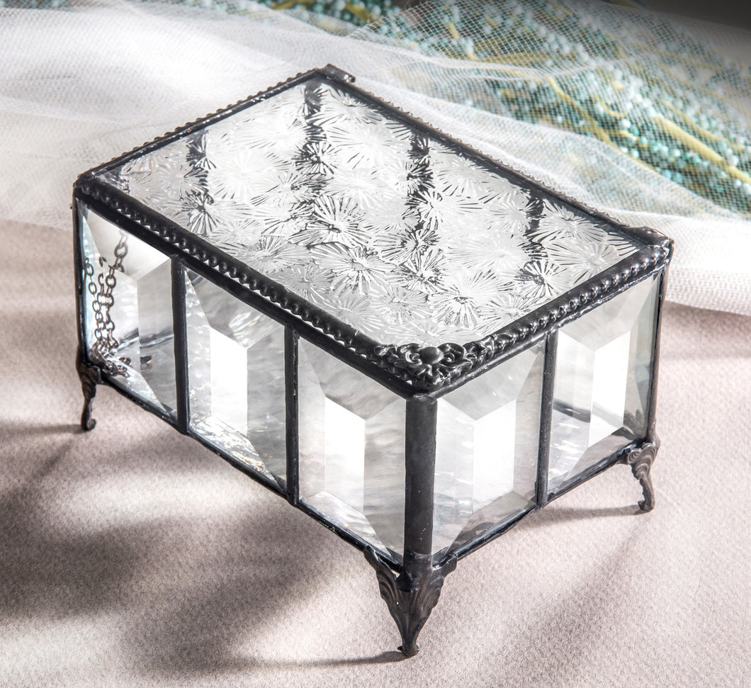 Clear Crystal Glass Artisan Jewelry Box