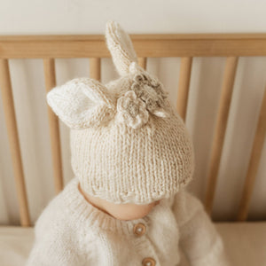 Flower Bunny Beanie, Natural