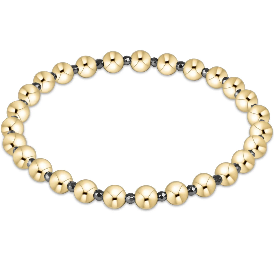Enewton Silver Faceted Hematite Grateful Pattern 5mm Bead Bracelet
