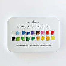 Load image into Gallery viewer, Watercolor Paint Set Tin - 18 Colors with Brush
