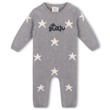 Load image into Gallery viewer, Star Jacquard Baby Sweater Knit Jumpsuit, Heather Grey
