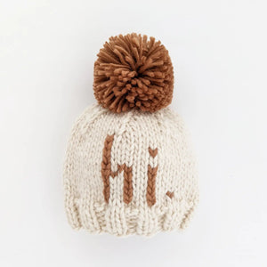 Hi Hand Knit Beanie Hat