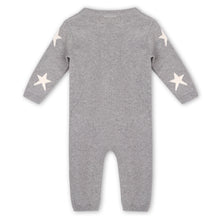 Load image into Gallery viewer, Star Jacquard Baby Sweater Knit Jumpsuit, Heather Grey
