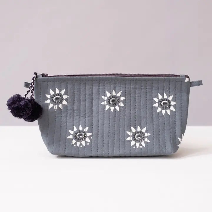 Navi Ocean Hand Block Printed Makeup Pouch