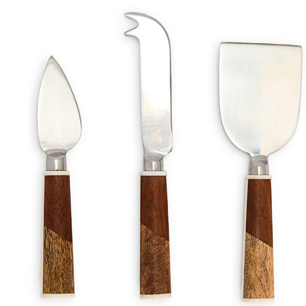 Bi-Color Wood Cheese Knives, Set of 3