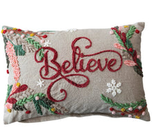 Load image into Gallery viewer, Embroidered Believe Linen Pillow
