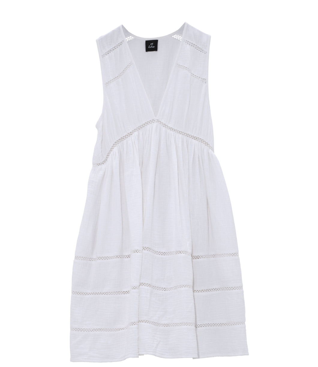 Soft Cotton Gauze Vesper Dress, White