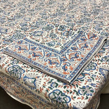 Load image into Gallery viewer, Blue Starflower Block Print Tablecloth (3 Sizes)
