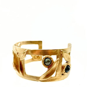 Bronze Floral Gemstone Cuff Bracelet